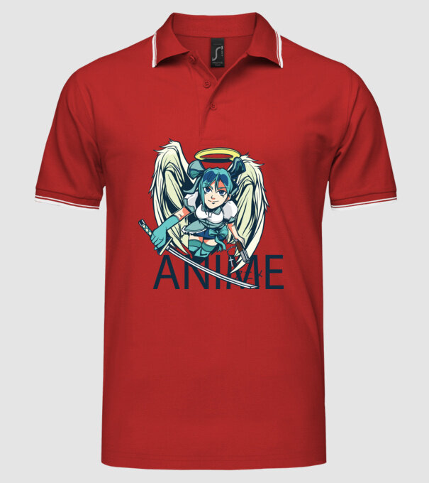 Anime fată cu sabie model roșu pe tricou