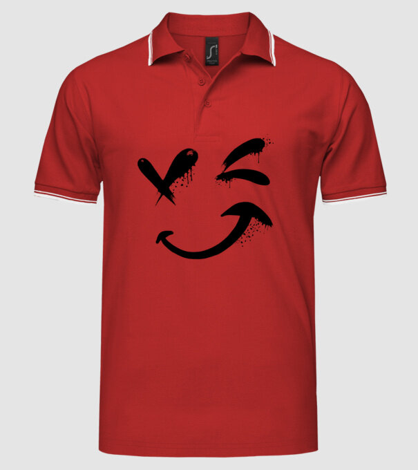 Emoji fericit Râs model roșu pe tricou
