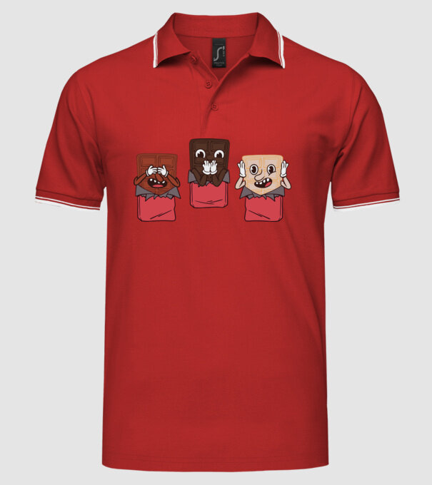 Trio de ciocolată model roșu pe tricou