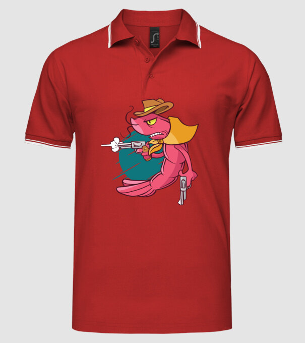 Rac înarmat model roșu pe tricou