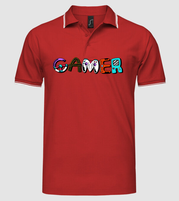 Inscripție Gamer model roșu pe tricou