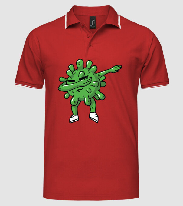 Coronavirus DAB dans model roșu pe tricou
