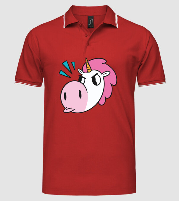Unicorn supărat model roșu pe tricou
