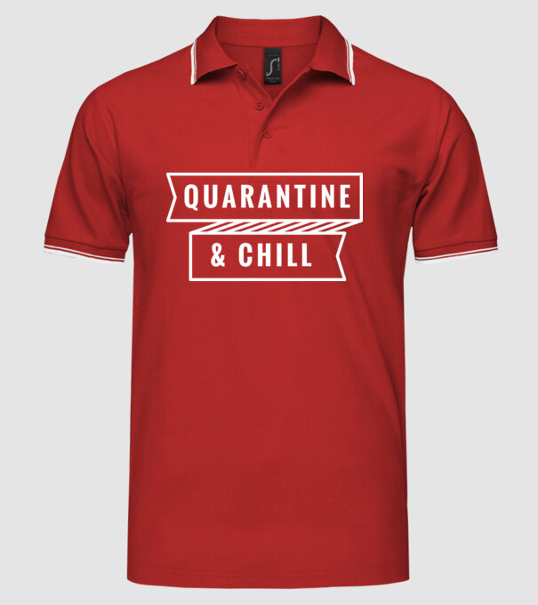 Quarantine and chill model roșu pe tricou