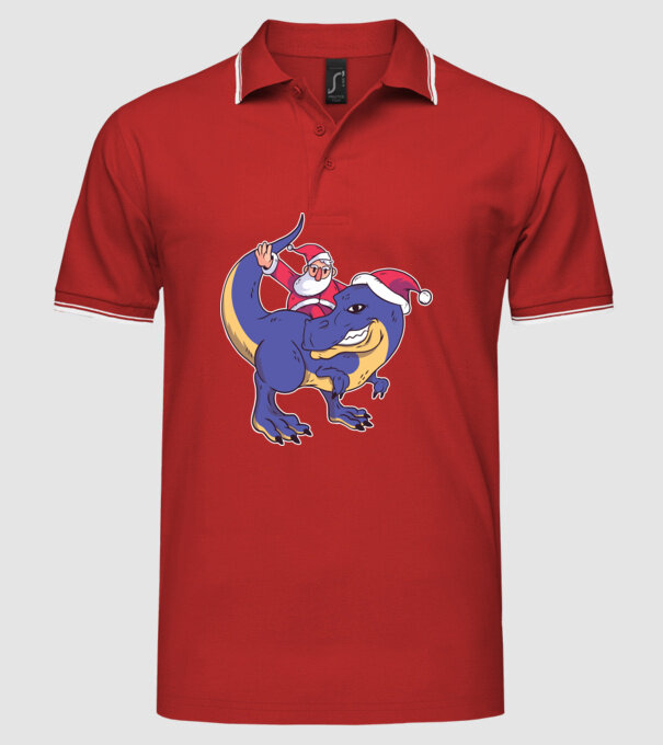 Santasaurus Moș Crăciun pe dinozaur model roșu pe tricou