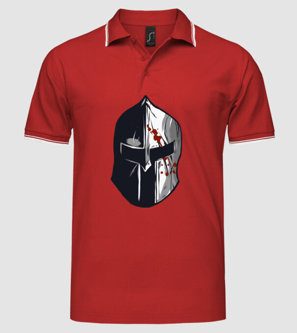 Cască războinic Sparta model roșu pe tricou
