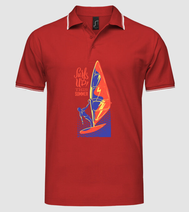 Surfs up this summer model roșu pe tricou