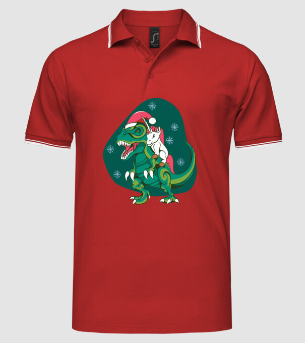 T-rex unicorn Crăciun model roșu pe tricou