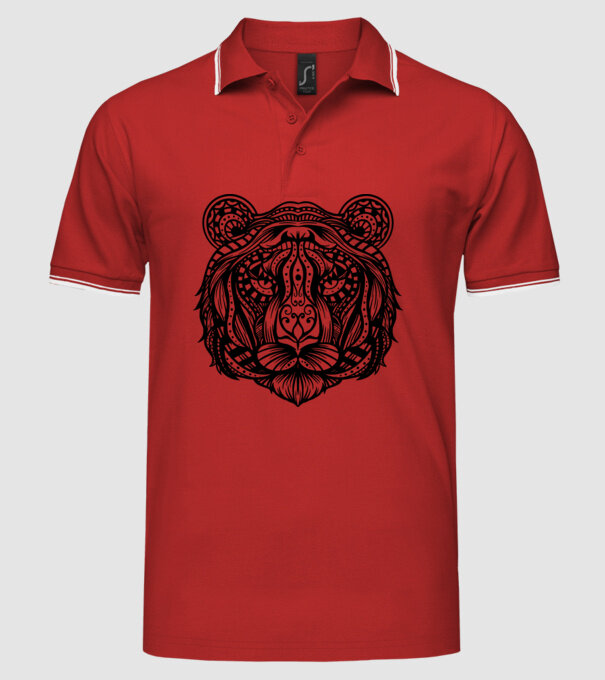 Tigru Mandala model roșu pe tricou