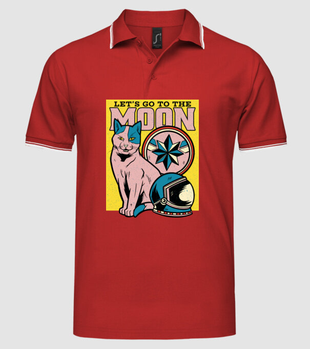 To the moon Pisică model roșu pe tricou