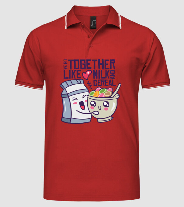 Mergem împreună ca laptele și cerealele model roșu pe tricou