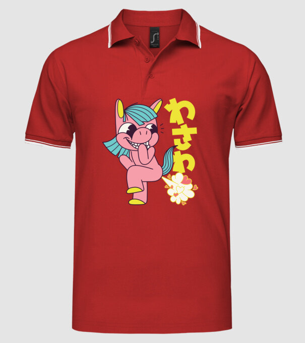 Bășică Unicorn model roșu pe tricou
