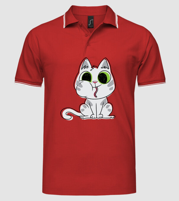 Pisicuță amuzantă model roșu pe tricou