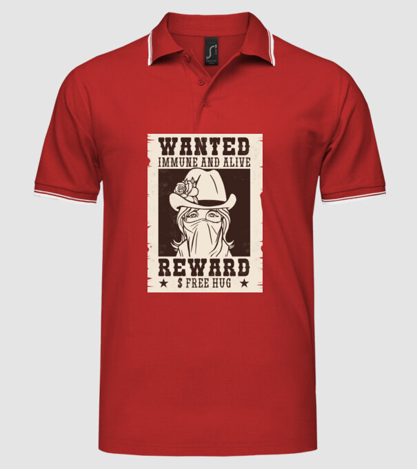 Afiș Wanted - Îmbrățișări gratuite model roșu pe tricou
