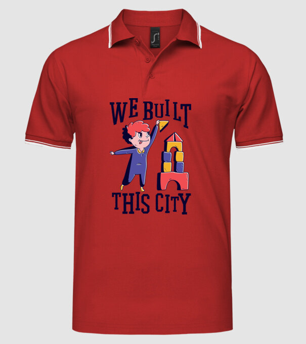 We built this city blocuri de construcție model roșu pe tricou
