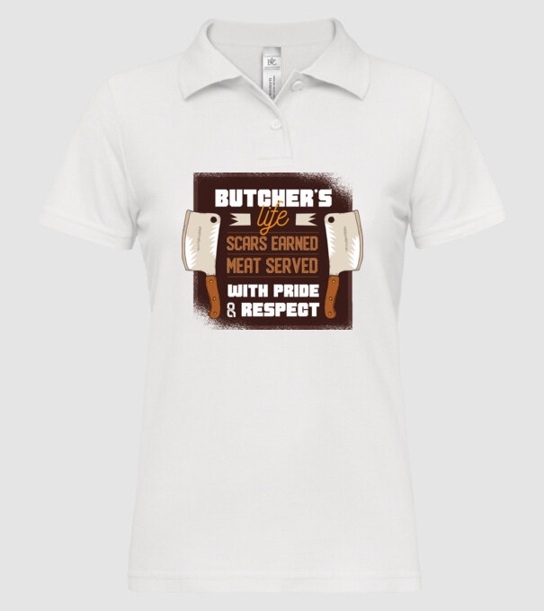 Viața măcelarului model alb pe tricou