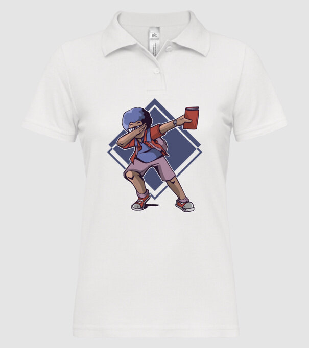 Student afro model alb pe tricou