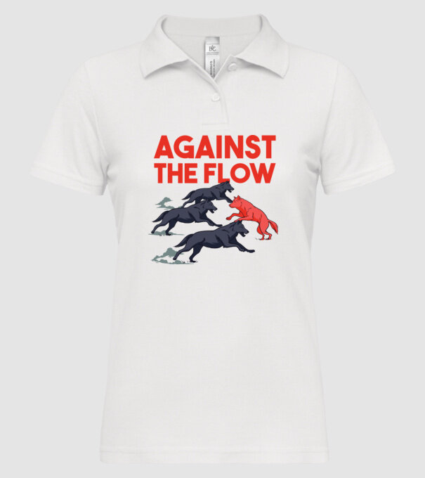 Against the flow - Împotriva curentului model alb pe tricou