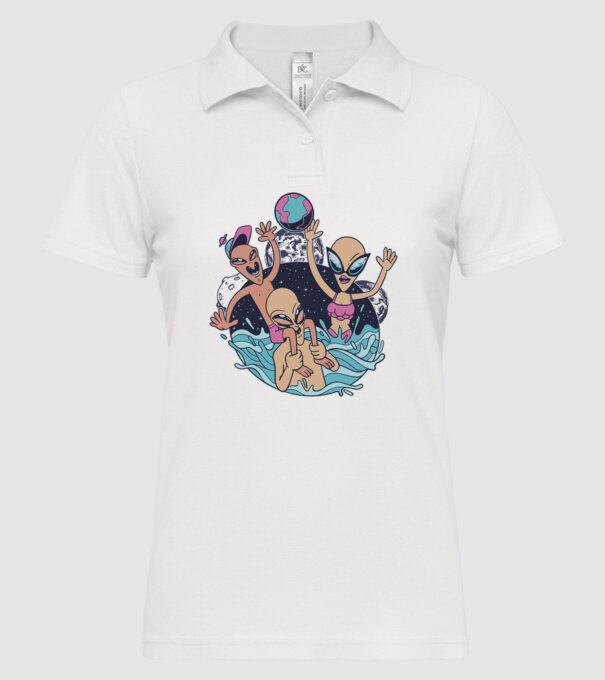 Alien Familie ștrand model alb pe tricou