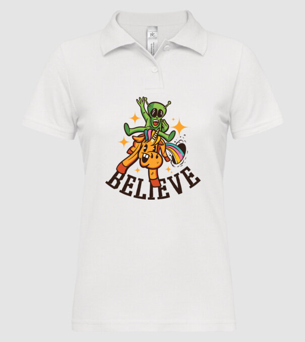 Unicorn Alien model alb pe tricou