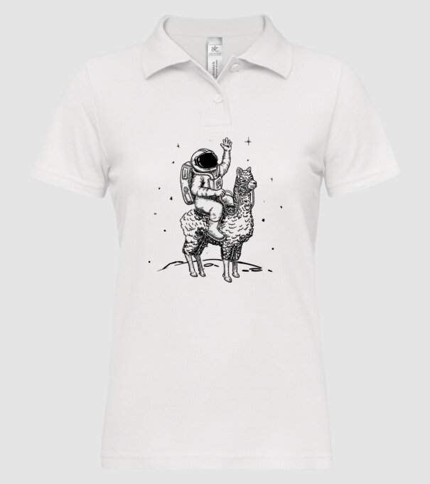 Alpaca Astronaut model alb pe tricou