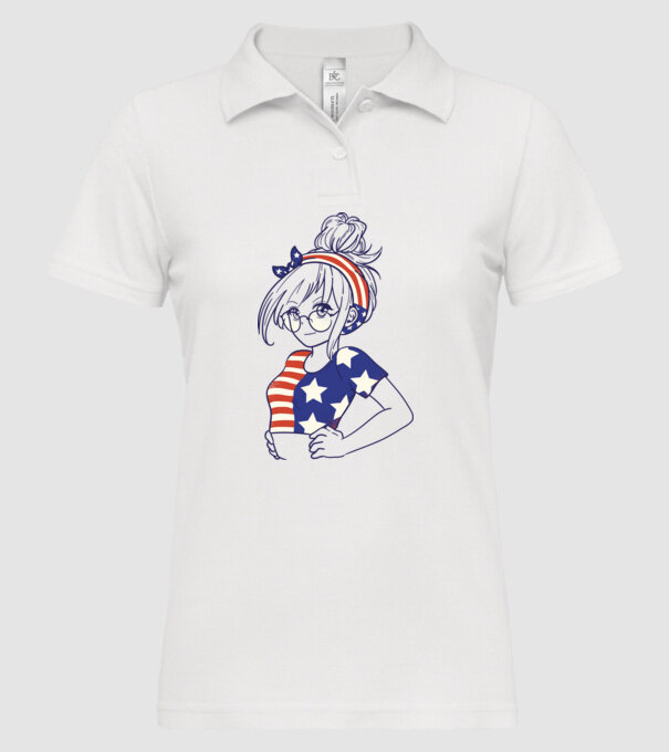 fată Americană Anime model alb pe tricou