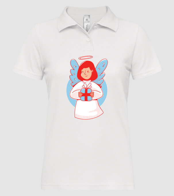 Înger cu un cadou model alb pe tricou