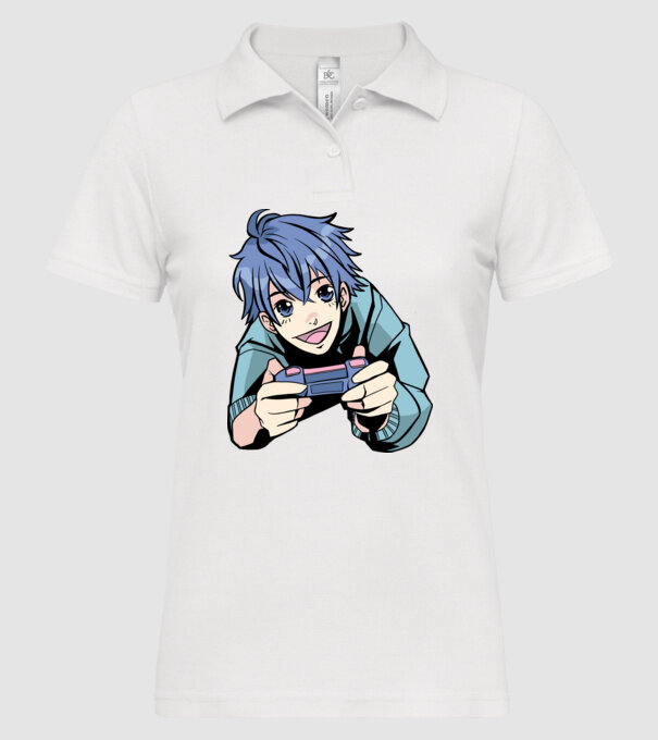 Anime băiat Gamer model alb pe tricou