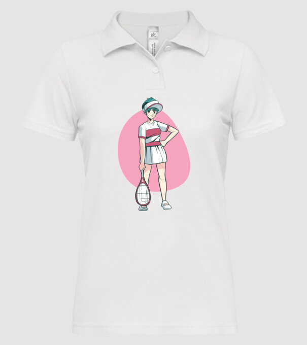 Anime Jucător de tenis fată model alb pe tricou
