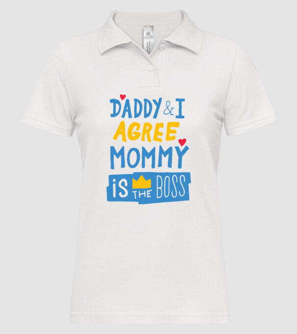 Mama e șefa model alb pe tricou