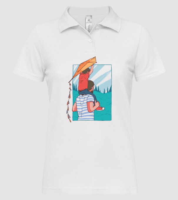 Tată-fiu înălțarea zmeului model alb pe tricou