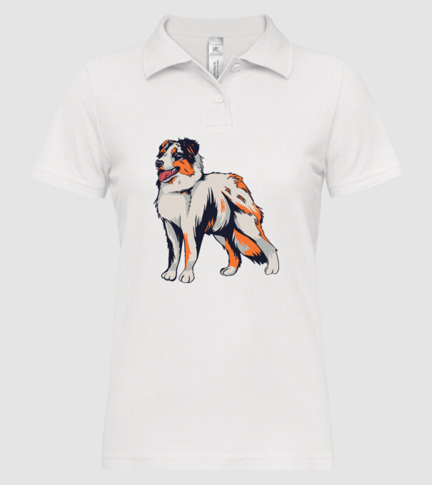 Câine ciobănesc Australian model alb pe tricou