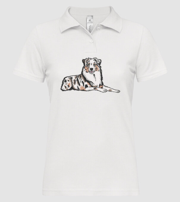 Câine ciobănesc Australian model alb pe tricou