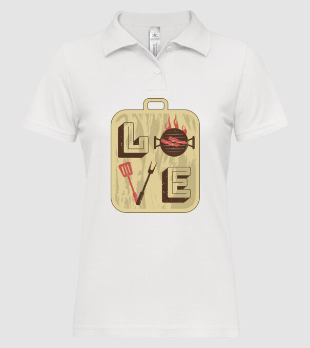 Dragoste BBQ model alb pe tricou