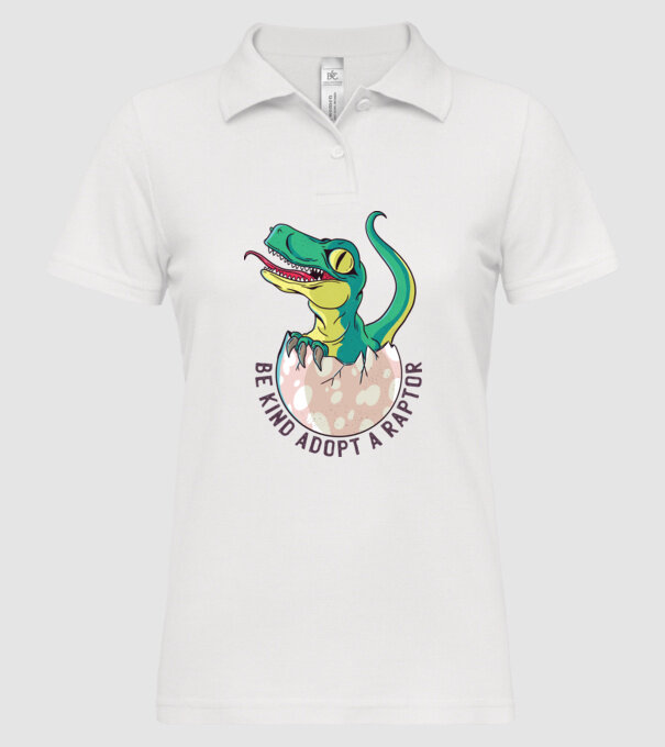 Be kind adopt a Raptor tricou cu dinozaur model alb pe tricou
