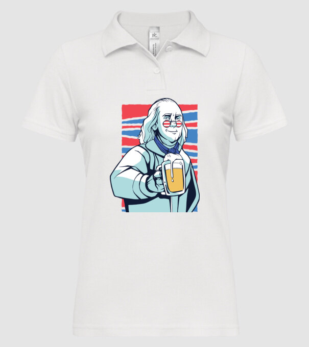 Benjamin Franklin Beer model alb pe tricou