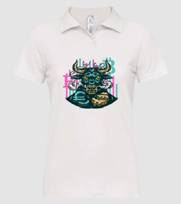 Taur Bitcoin model alb pe tricou