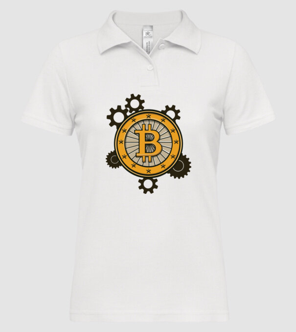 Mecanică Bitcoin model alb pe tricou