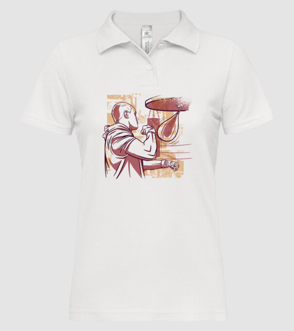 Pugilist model alb pe tricou