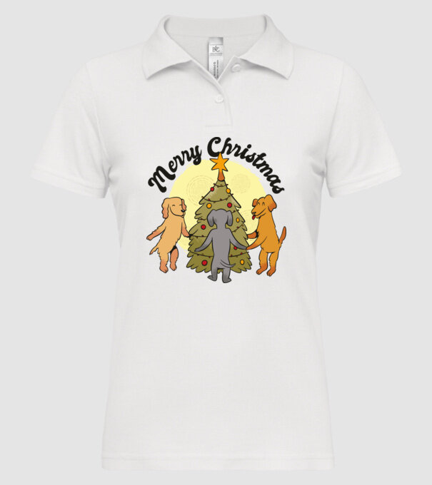 Crăciun fericit cu câine model alb pe tricou