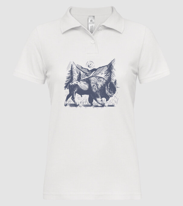 Bizon model alb pe tricou