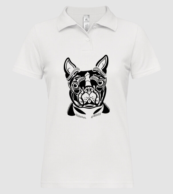 Câine Boston Terrier model alb pe tricou