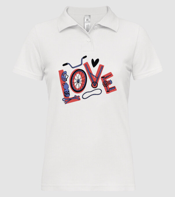 Love Bicicletă model alb pe tricou