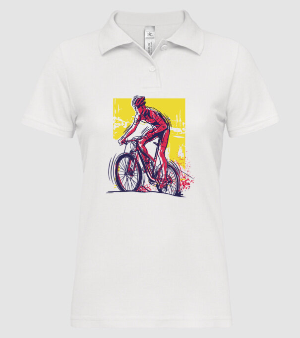 Ciclist model alb pe tricou
