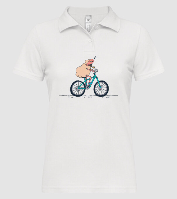 Miel cu bicicletă model alb pe tricou