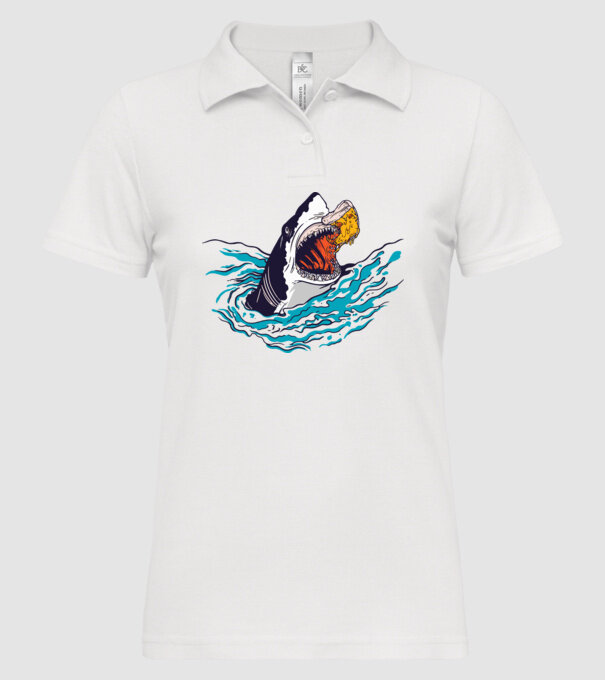 Rechin Pizza model alb pe tricou