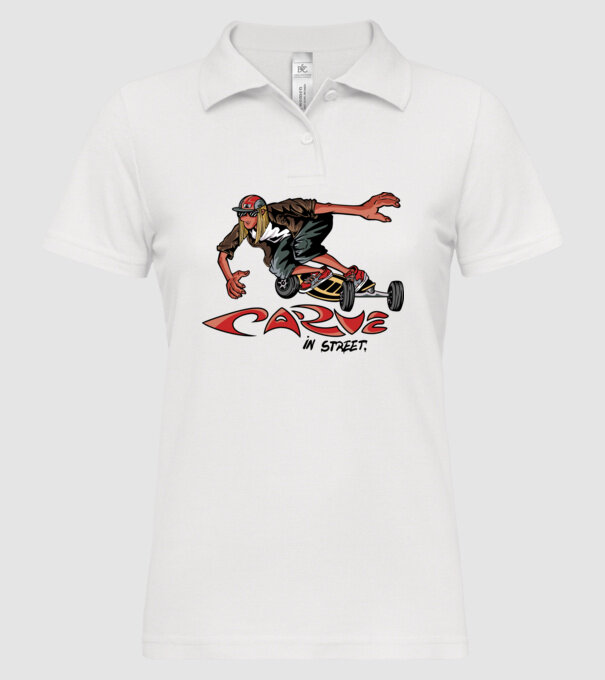 Carveboard Longboard model alb pe tricou
