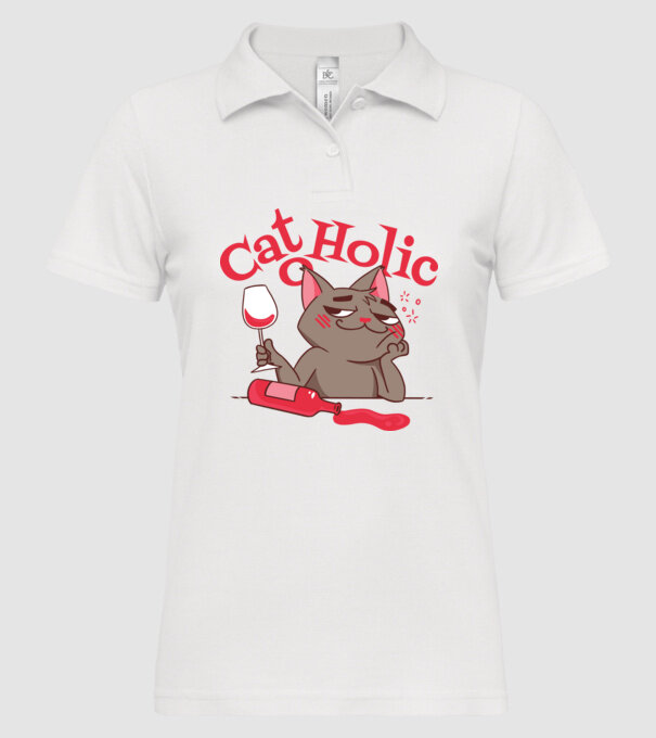 Catoholic - iubitor de pisici model alb pe tricou