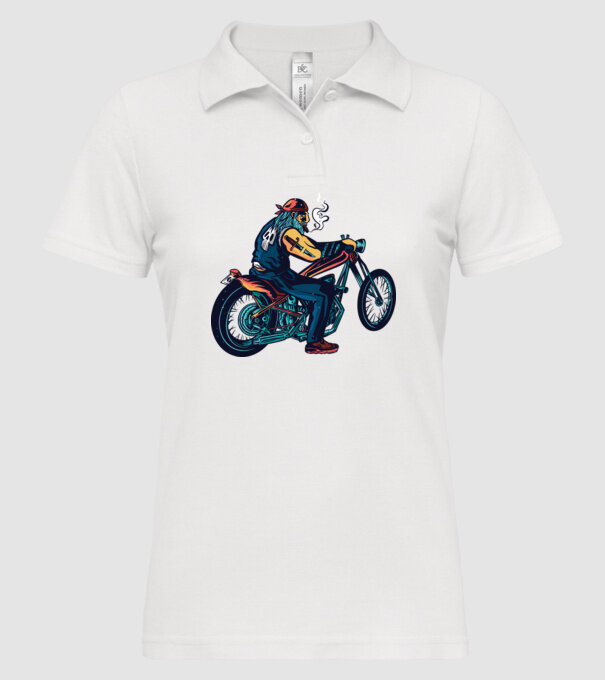 Motociclist Chopper model alb pe tricou