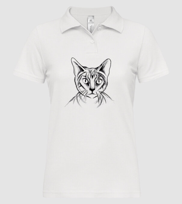 Pisică desen model alb pe tricou